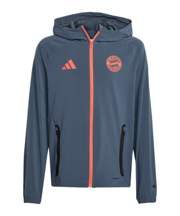 adidas FC Bayern München Tech Travel Jacke Kids Grau